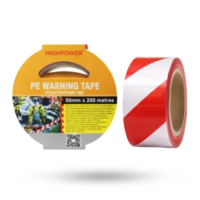 HIGHPOWER PE Warning Tape Red/White (50mm x 200m)
